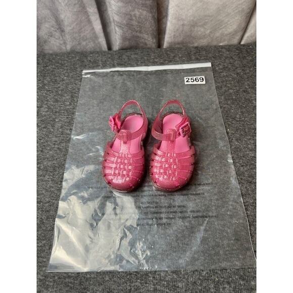 Mini Melissa Possession Shiny Sandals Kids US 6 Glitter Pink Cutout Ankle KHD158 - Picture 8 of 8